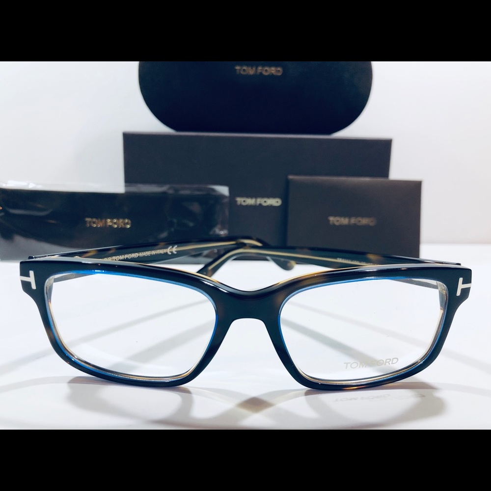 Tom Ford Men's Eyeglasses Havana w/ Blue Inner Rim